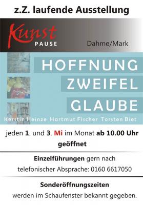 Foto des Albums: "Hoffnung Zweifel Glaube" Vernissage dreier gleichgesinnter Künstler in Dahmes KUNSTPAUSE (24.09.2016)