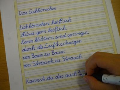 ... schlie&szlig;lich haben wir gerade die Schreibschrift gelernt! Psst ... da fehlt noch ein n! 