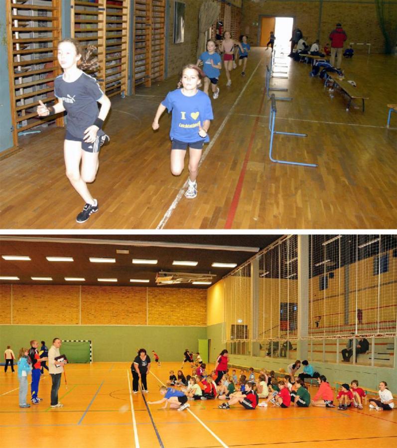 Bild: 2008 und 2010- so unterschiedlich präsentiert sich der Austragungsort des -Traditionellen Nieskyer Hallenmehrkampf- der 1978 erstmals ausgerichtet wurde