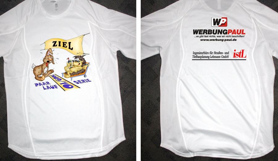 Bild: Dieses T-Shirt nach Entwurf vom Nieskyer Zeichner Kümmel wird allen Teiln mit 4 Läufen überreicht
