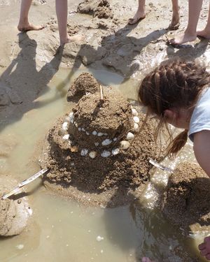 Am Strand von Merville konnten die Kinder nach einem ausgedehnten Picknick Wasser, Wind und Wellen genie&szlig;en. Sie hatten viel Spa&szlig; am gemeinsamen Sandburgen bauen. Einige Kinder spielten auch eine Runde Minigolf ganz in der N&auml;he vom Strand. Am Vormittag besuchten wir ein Pferdegest&uuml;t, auf dem die Rennpferde gepflegt und umsorgt werden.   (Bild vergr&ouml;&szlig;ern)