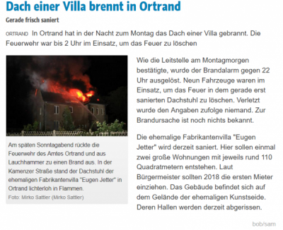 Foto des Albums: Brandeinsatz 20.08.2017 Ortrand , Walkteichstraße