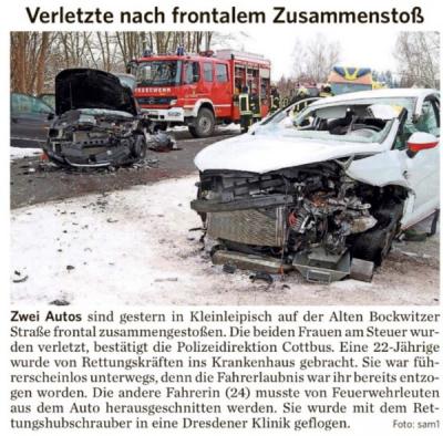 Foto des Albums: Technische Hilfeleistung 20.01.2017 Lauchhammer OT Kleinleipisch, alte Bockwitzer Straße