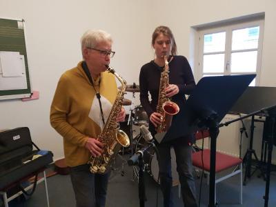 Doris Bachmann und Claudia Meures bei den Aufnahmen 