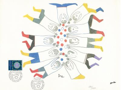 Drawing by Mrs  Jessie Onark, Eskimo Artist, Northwest Territory, Canda, 531 of 1000  (Bild vergr&ouml;&szlig;ern)