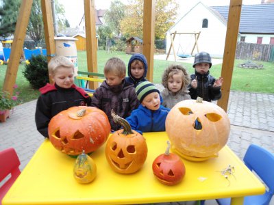 Unsere ausgehölten Kürbisse für Windlichter  (Bild vergrößern)