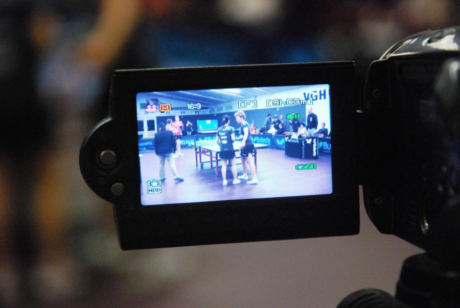 Bild: Das Doppel konnte man auch im Display einer der Film-Kameras verfolgen