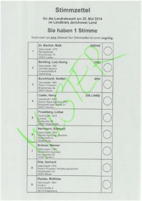 Foto des Albums: Muster Stimmzettel Kommunalwahlen am 25.05.2014