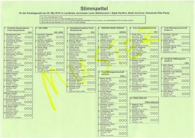 Foto des Albums: Muster Stimmzettel Kommunalwahlen am 25.05.2014