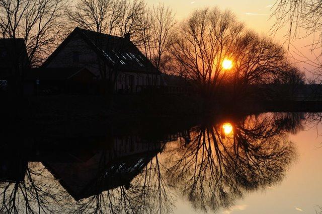 Bild : Sonnenuntergang an der Havel bei Premnitz