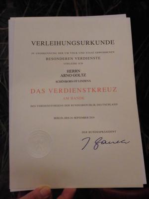 Foto des Albums: Verdienstorden der Bundesrepublik für Arno Goltz (01. 12. 2014)
