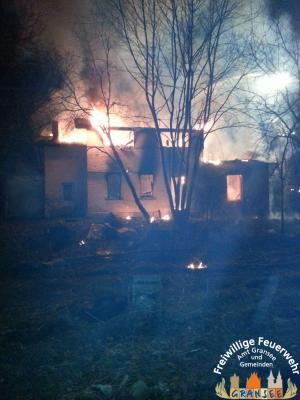 Geb&auml;ude in Vollbrand 