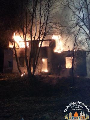 Geb&auml;ude in Vollbrand 