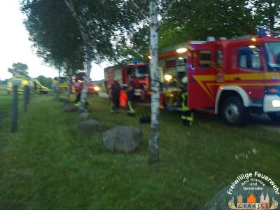 Einsatzfahrzeuge an der Einsatzstelle 