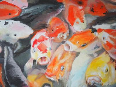 Vorschaubild: Kois 60x80 cm Acryl auf Leinwand