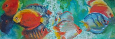 Vorschaubild: Fische 40x120 cm Acryl auf Leinwand