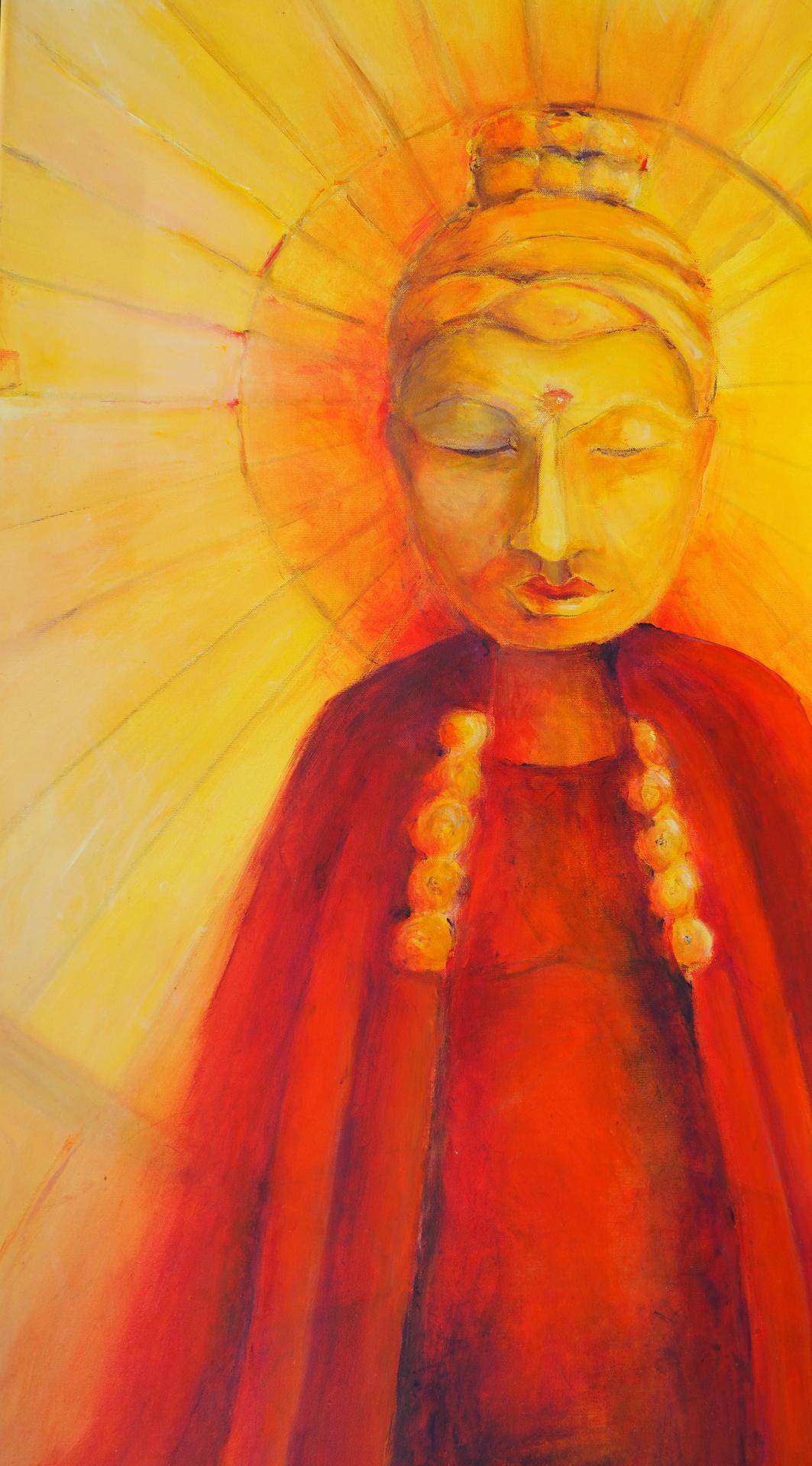 Bild: Golden Buddha, 50x100cm Acryl auf Leinwand