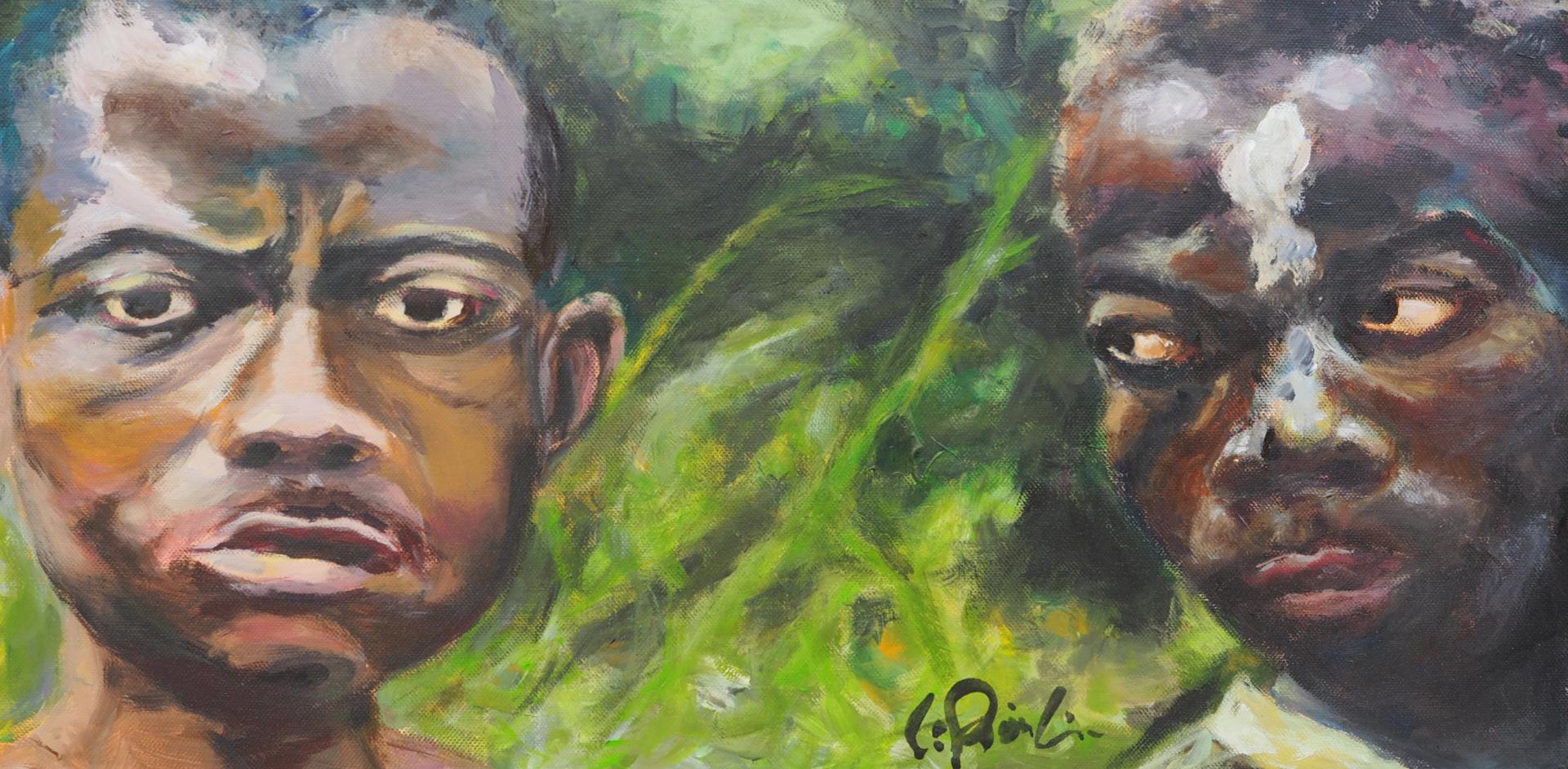 Bild: Two boys, 30x60cm Acryl auf Leinwand