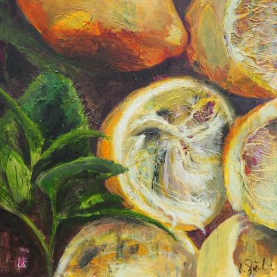 Vorschaubild: Zitronen, 40x40cm Acryl auf Leinwand