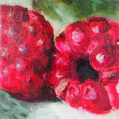Vorschaubild: Himbeere, 10x10 cm Acryl auf Leinwand