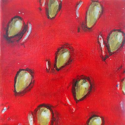 Vorschaubild: Erdbeere, 10x10 cm Acryl auf Leinwand