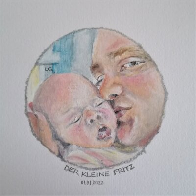 Vorschaubild: Fritz und Papa, 30x40cm Ölpastell