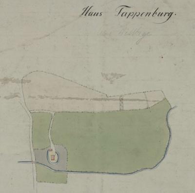 Vorschaubild: Haus Tappenburg - Der Lageplan von Johann du Plat von 1784-1790 zeigt Bohmte zwischen dem 