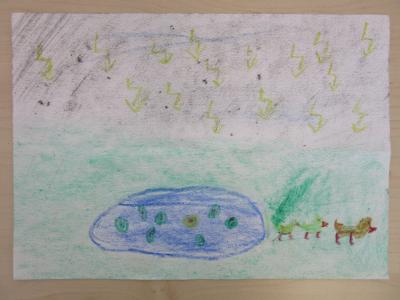 Vorschaubild: Gewitter über dem Ententeich (Karla G., 7 Jahre)