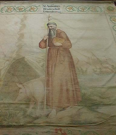 Bild: St. Antonius-Fahne (vermutl. als Wandbehang gestaltet) 1889
