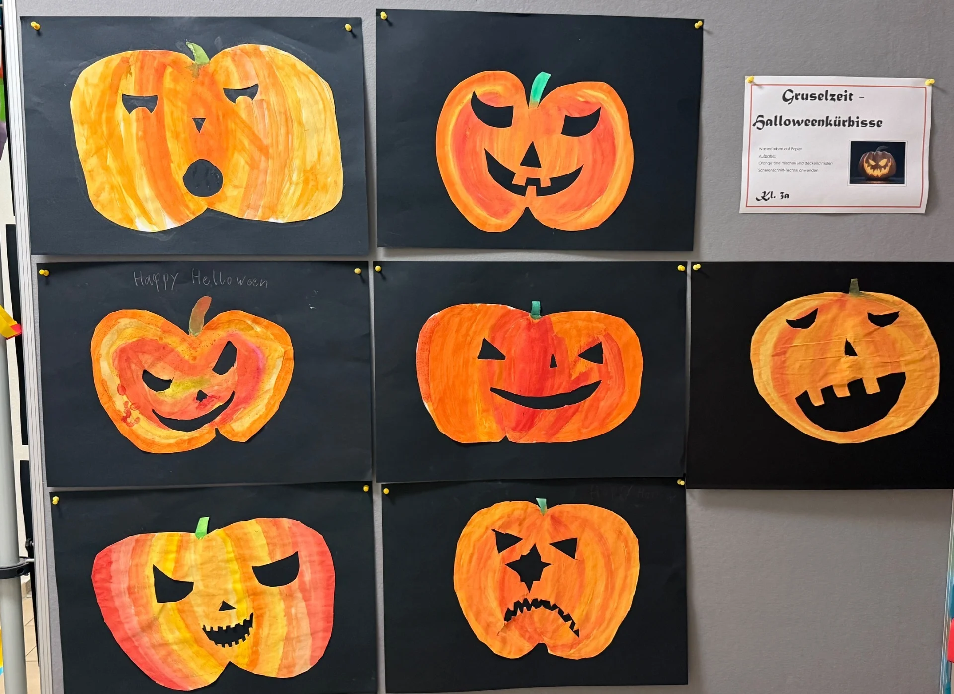 Bild: Halloweenkürbisse, Klasse 3a