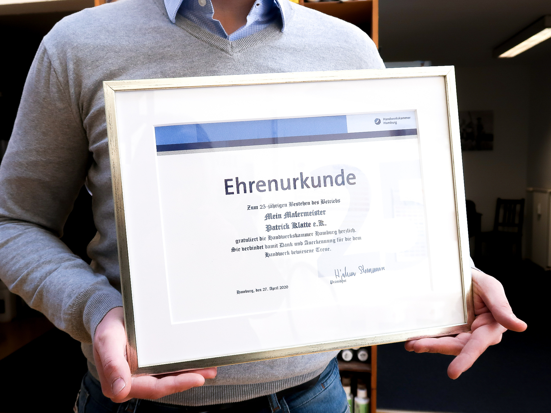 Bild: Urkunde 25 Jahre Mein Malermeister