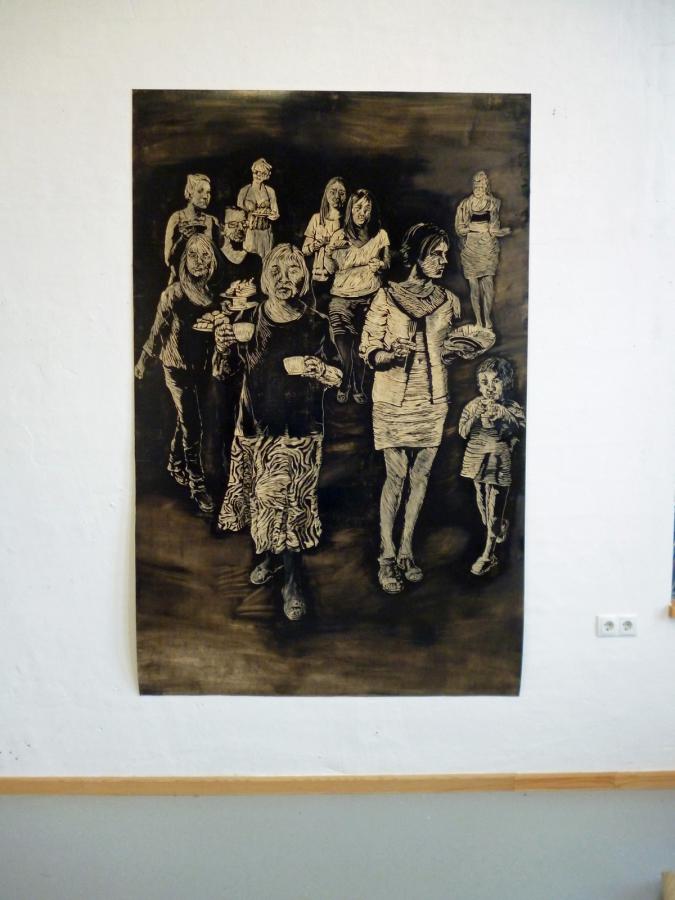 Foto der Galerie: All inclusive, 2013, Linolschnittobjekt, 220 x 140 cm