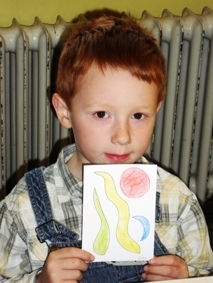 Bild: Das Postkarten bemalen, hat mir sehr gut gefallen.(Justin)