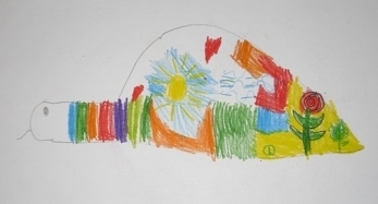 Bild: Ich habe eine Sonne, Wellen und eine Rose in meine Schlange gemalt, wie die Malerin.(Milanka)