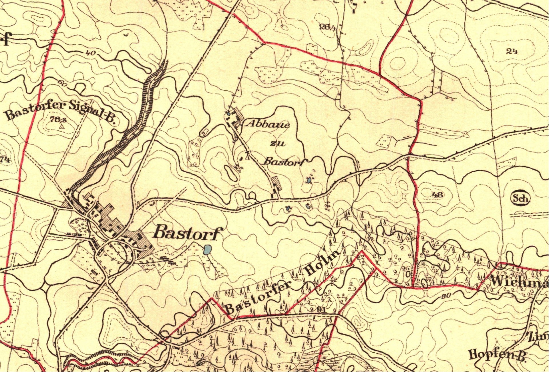 Bild: 1888 Historische Karte Bastorf-Unterbastorf Uni Rostock