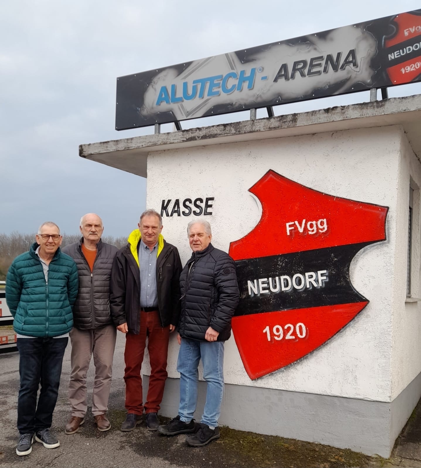 Besuch aus Willsdruff am 14. M&auml;rz 2025 v.l. Hermann K&ouml;hler, Alois Heilig, Mario Gnannt (SG Motor Wilsdruff), Michael Schlindwein  (Bild vergr&ouml;&szlig;ern)