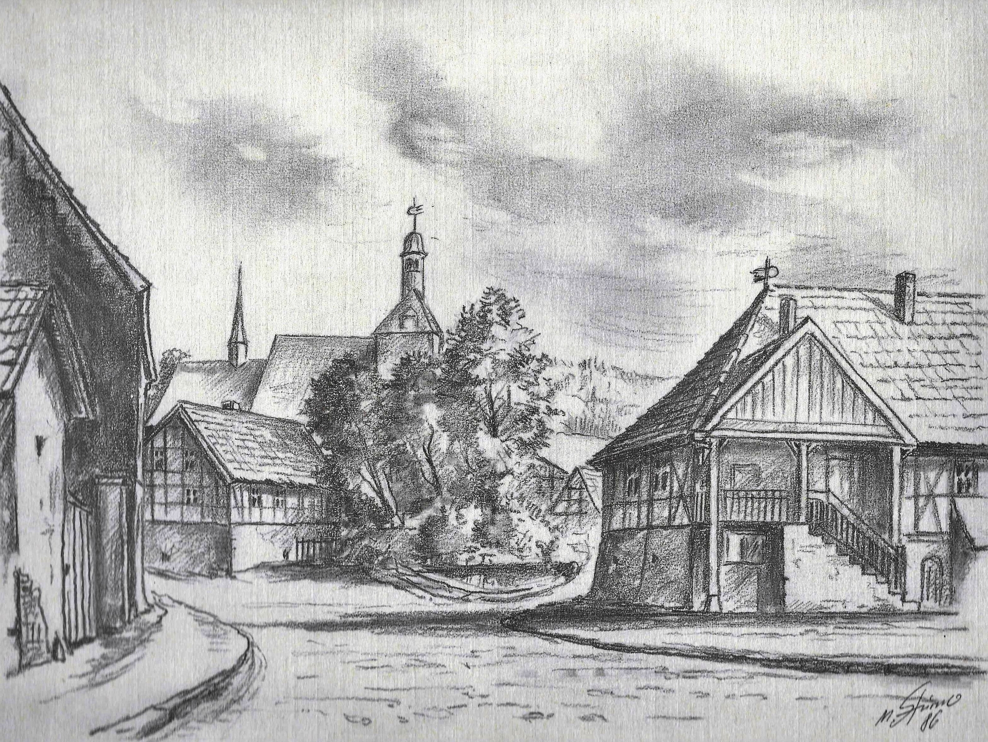 Bild: Rathaus und Kirche als ältestes Gebäude von Rieder 1 0