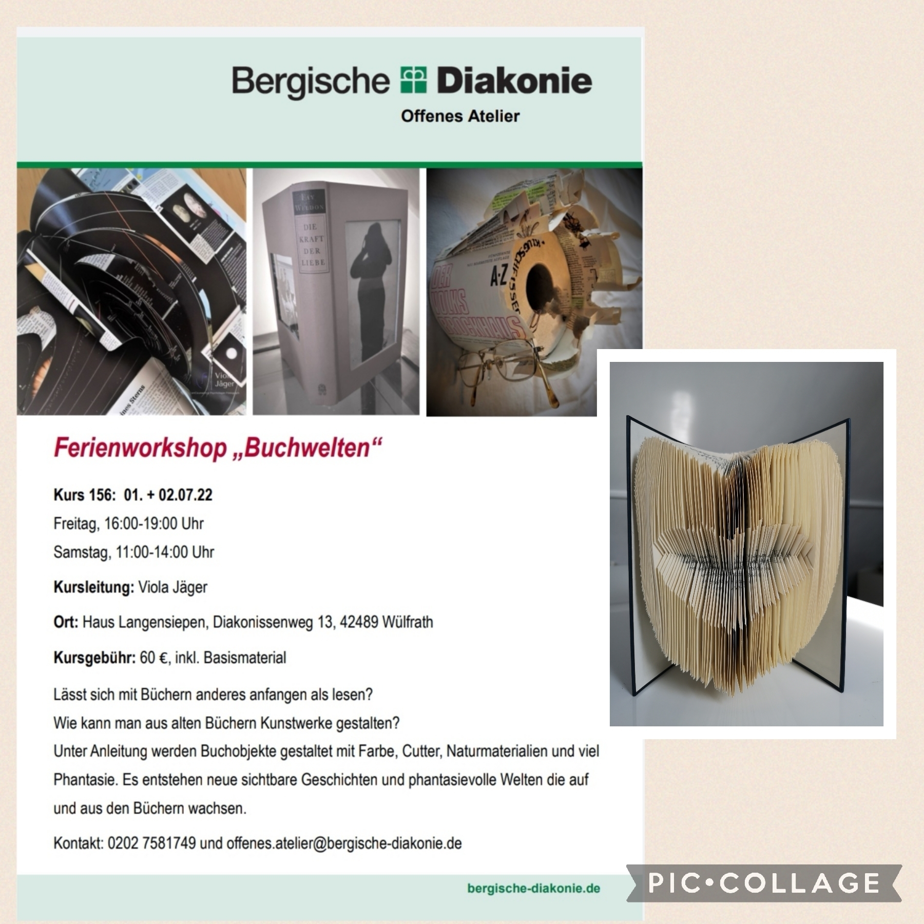 Bild : Ferien-Workshop Buchwelten im Offenen Atelier Bergische Diakonie Aprath | Juli 2022