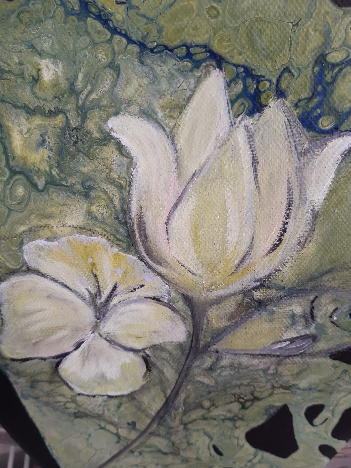 Bild : Seerose auf Leinwand Oval