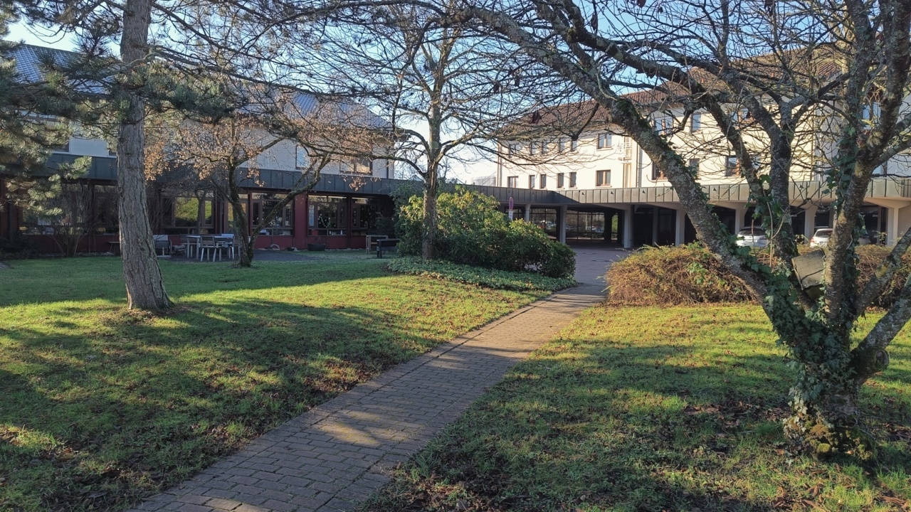 Bild: Fußweg zum Haupteingang der Schule