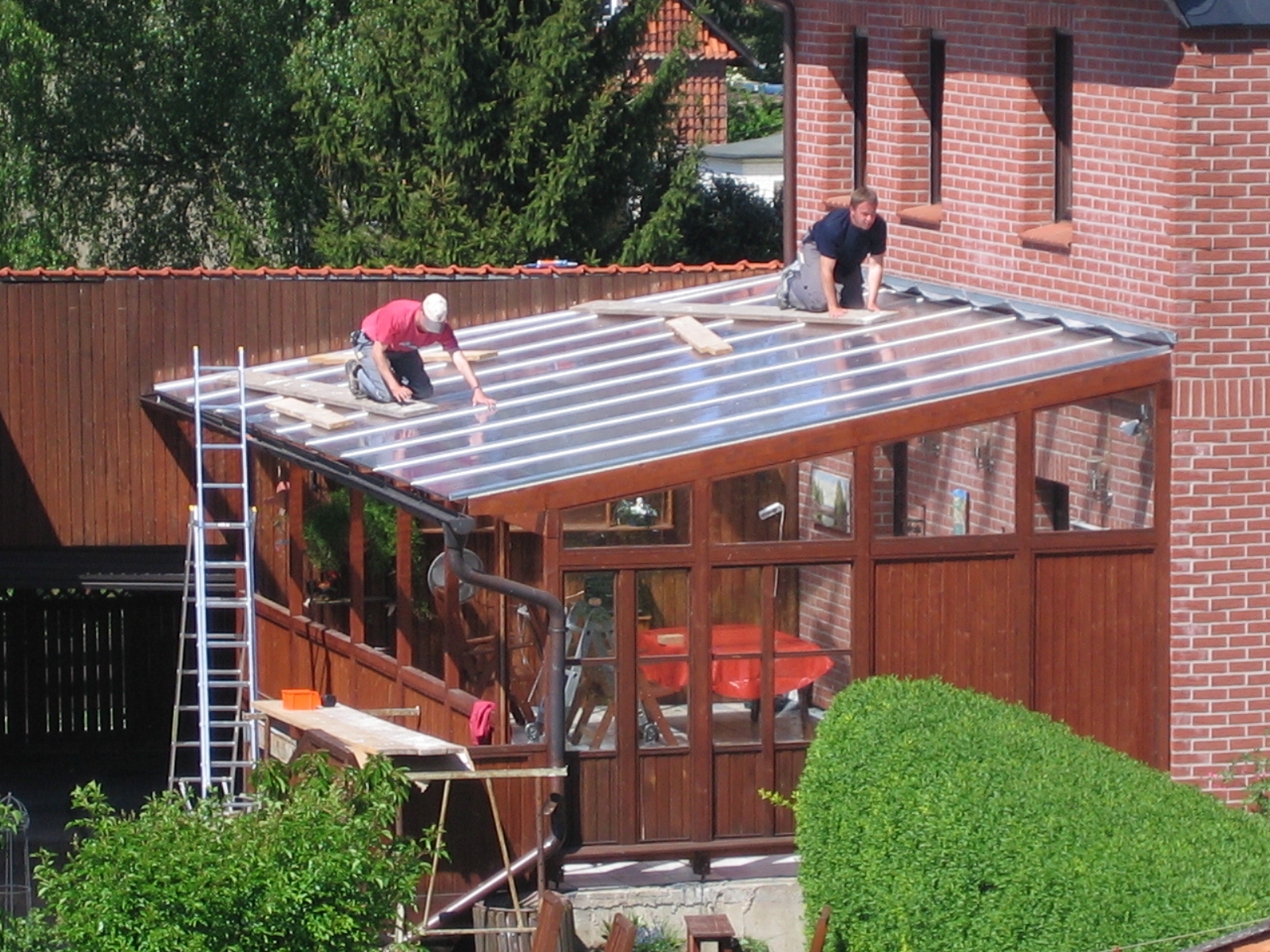 Glasdach Bauarbeiten  (Bild vergr&ouml;&szlig;ern)
