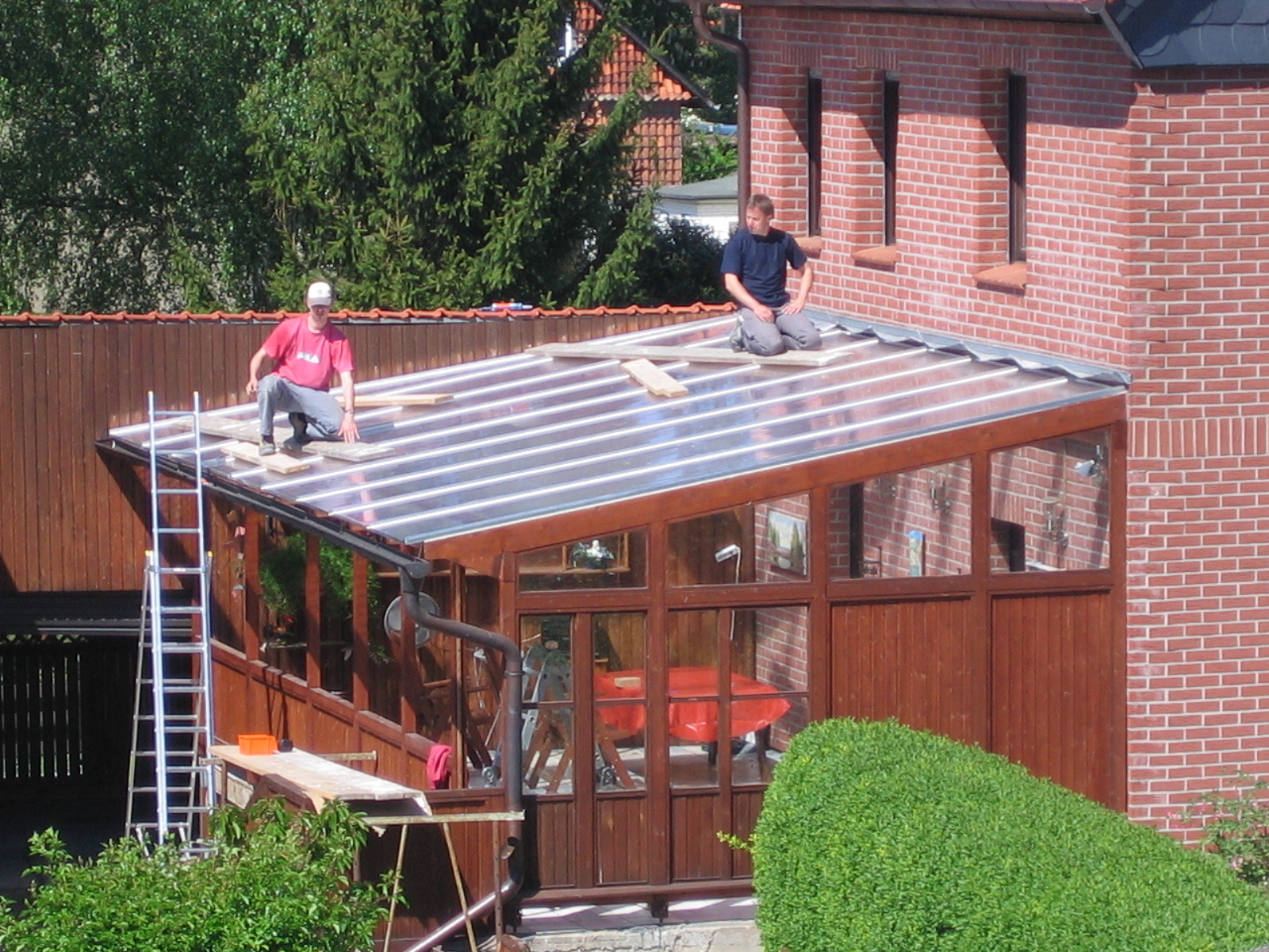 Glasdach Bauarbeiten  (Bild vergr&ouml;&szlig;ern)