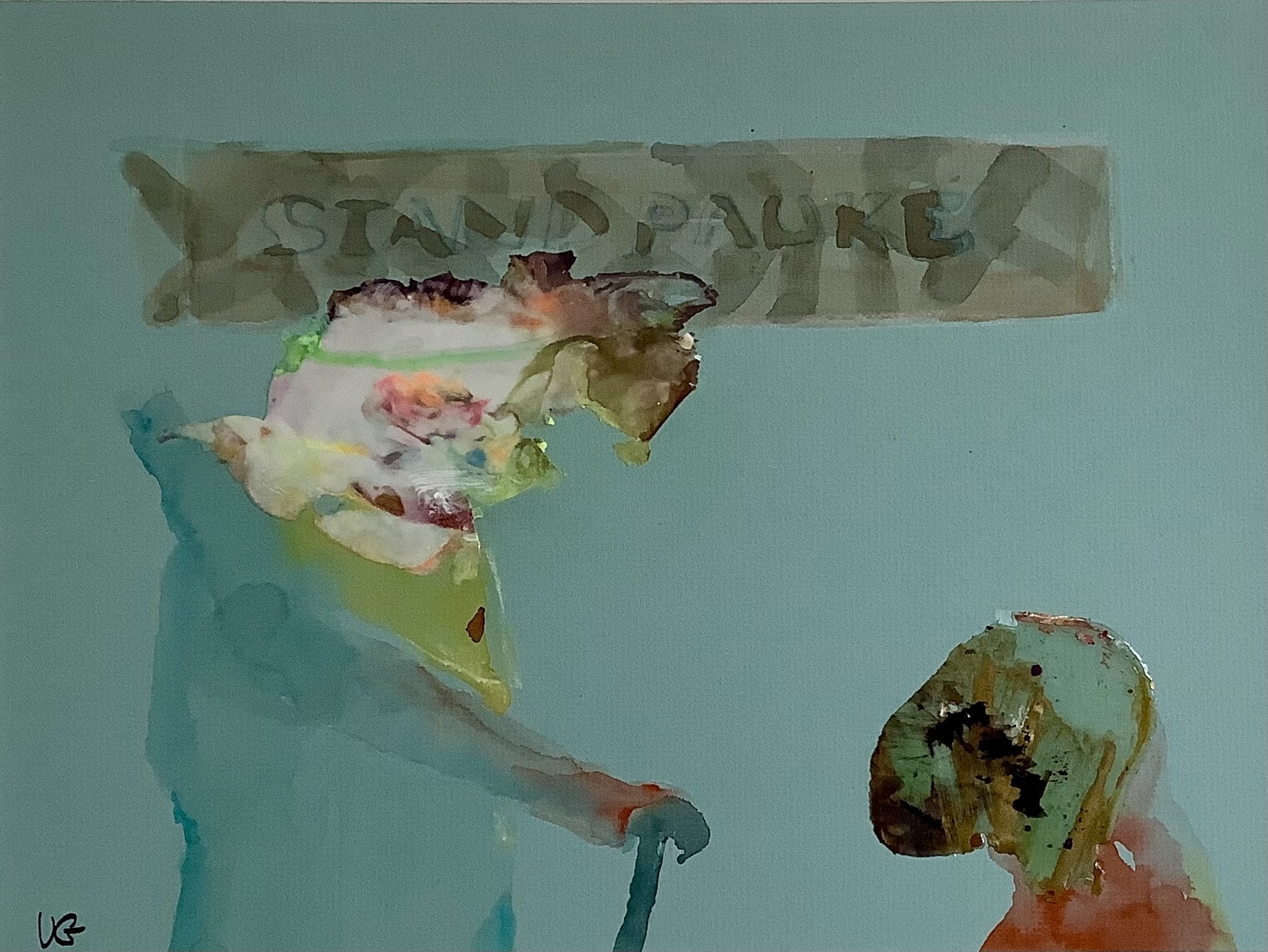 Bild: Standpauke 30x24cm Mixed Media auf Karton