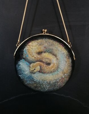 Vorschaubild: Petit point, 15cm Acryl a. bestickte Tasche