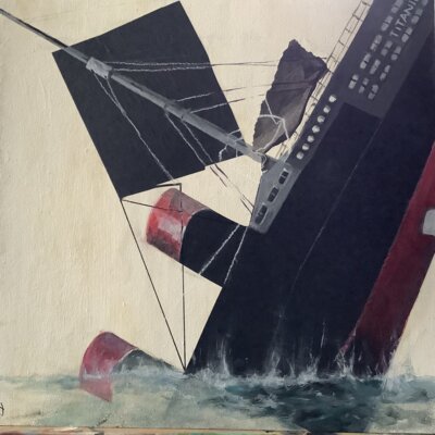 Vorschaubild: Untergang der Titanic, 30x30cm Mixed Media auf Holz