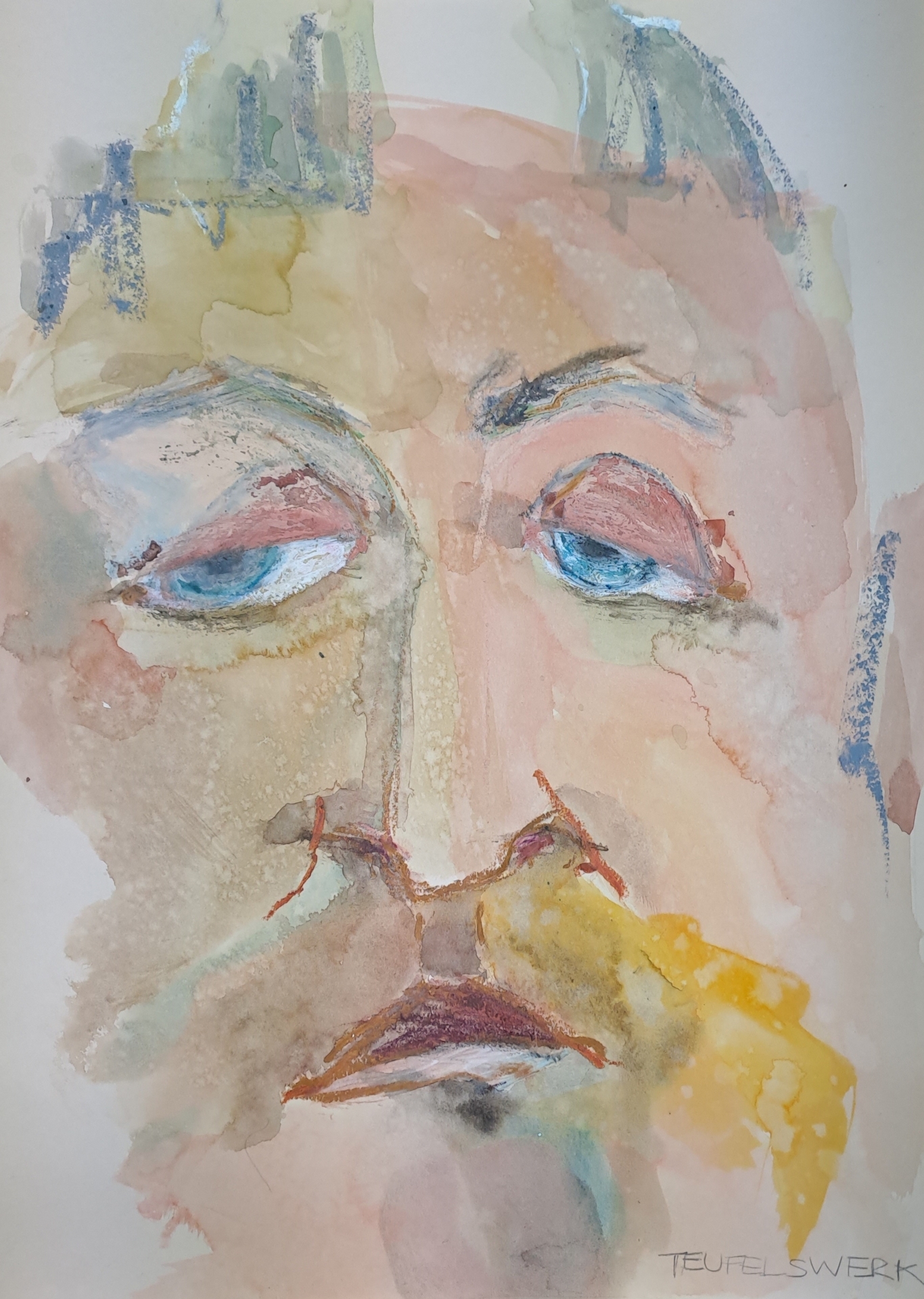 Bild: trauriger Teufel, 30x40cm Skizze