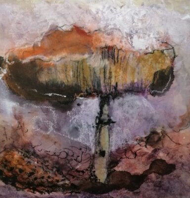 Vorschaubild: Pilz II, Mixed Media mit Wachs, 20x20 cm