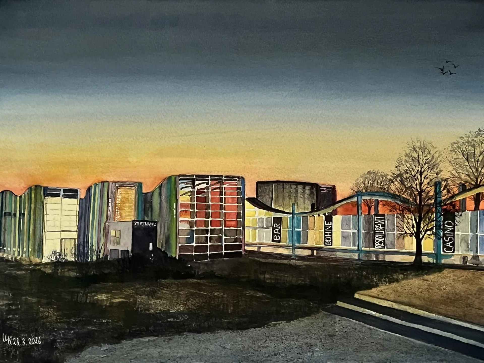 Spielbank Bad Steben Aquarell B 60 x H 50 gerahmt  (Bild vergr&ouml;&szlig;ern)
