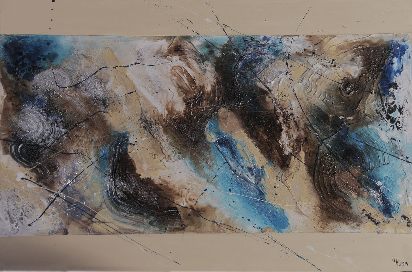 Moorlauge Acryl Mischtechnik Leinwand B90 x H60  (Bild vergr&ouml;&szlig;ern)