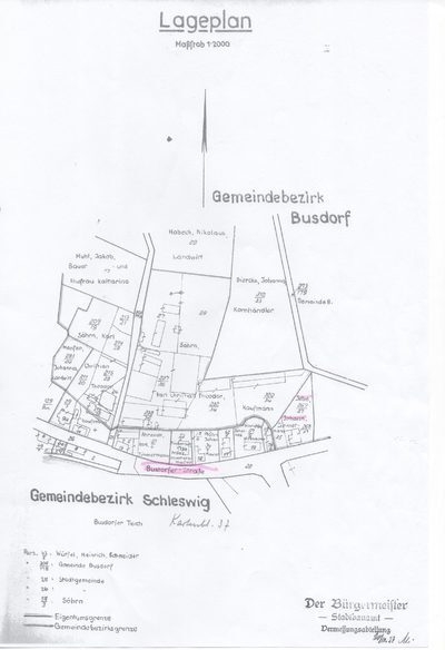 Bild: Lageplan Ecke Busdorfer Str./Haddebyer Chaussee ohne Datum